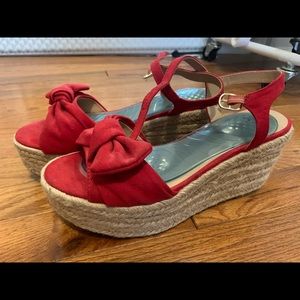 A New Day Red Bow Espadrille Wedge